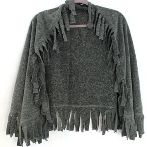 Women's Cozy Gray Fleece Book Nook Shawl with Wide Fringe